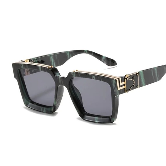 Luxury Brand Men Designer Square Sunglasses Glasses Black Gold Silver - Picture 6 of 15